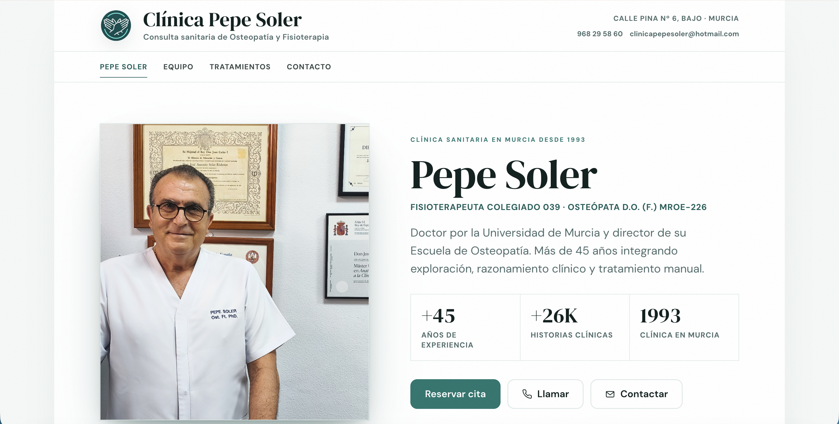 Web de Clínica Pepe Soler