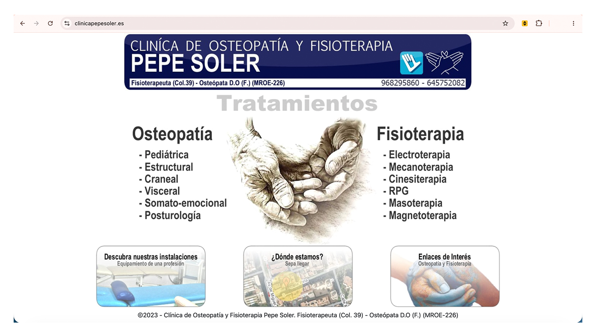 Captura de la home antigua de Clínica Pepe Soler