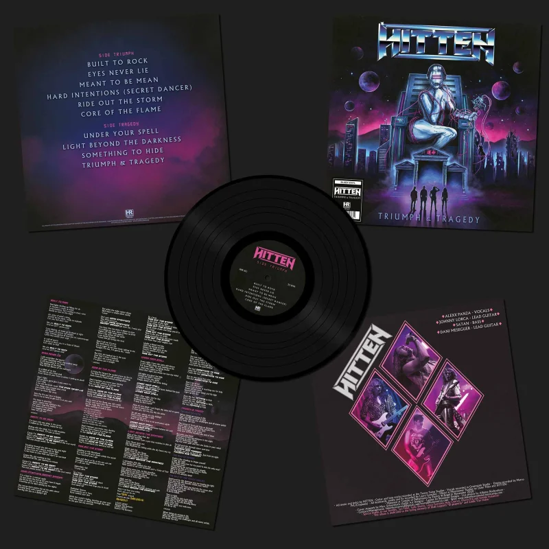 Portada del LP Triumph and Tragedy de Hitten, segunda prensada en vinilo negro